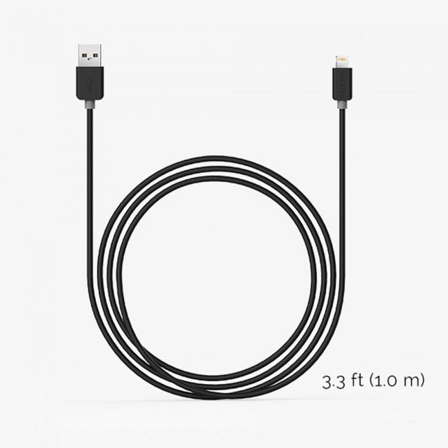 Rukini Lightning to USB Charge &amp; Sync Cable COLTH101 1m/3.3ft – Black , White