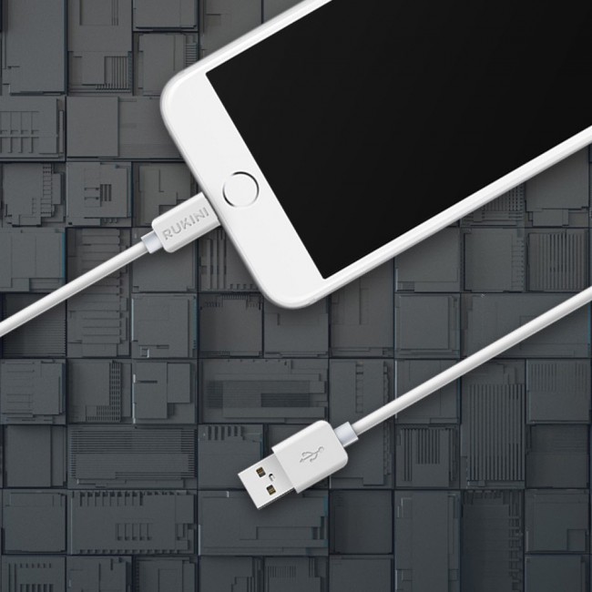 Rukini Lightning to USB Charge &amp; Sync Cable COLTH101 1m/3.3ft – Black , White
