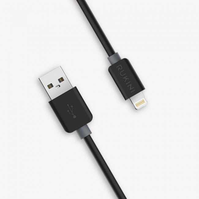 Rukini Lightning to USB Charge &amp; Sync Cable COLTH102 - 2m/6.6ft – Black , White
