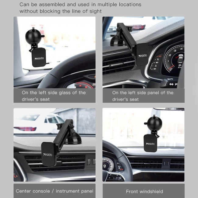 Yesido C39 Telescopic Car Phone Holder Mount - Black