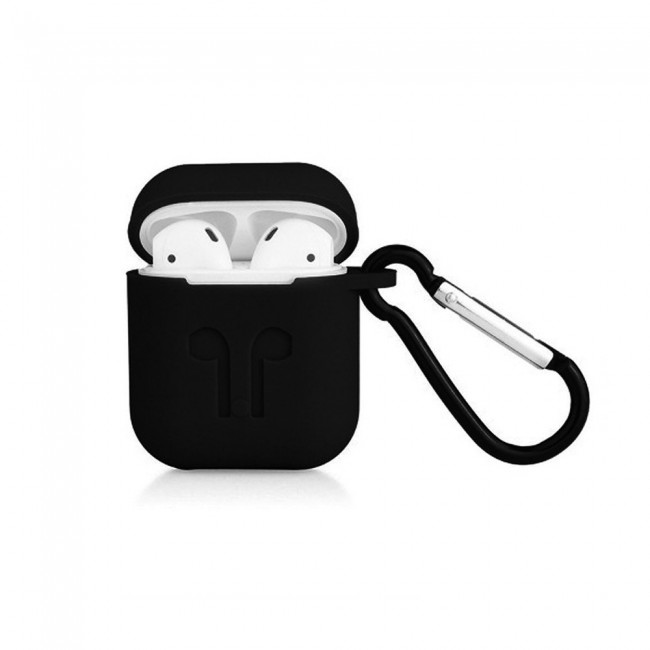 Airpods Protective Case Cover with Carabiner by Margoun - Black