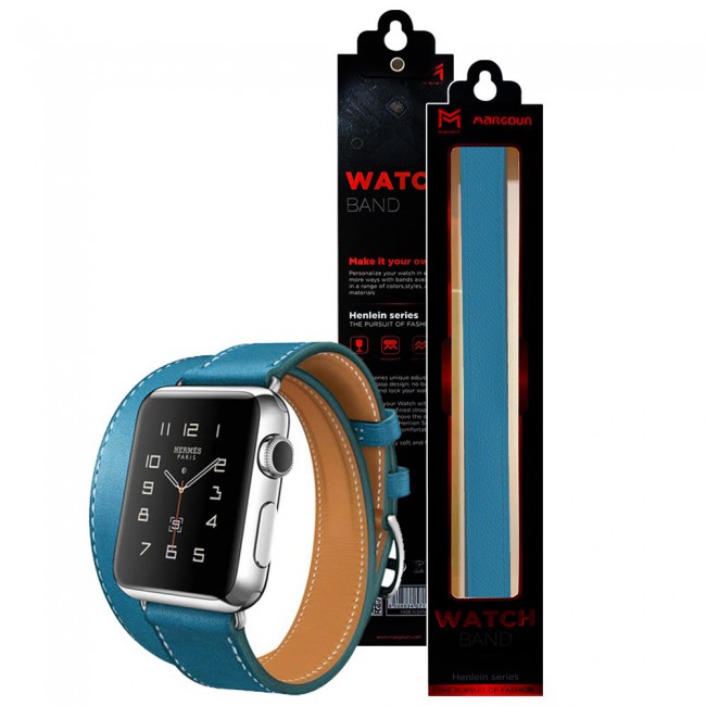 Double Wrap Leather Band 38 40 41 for Apple Smartwatch Henlein Series Margoun Blue GSMprice