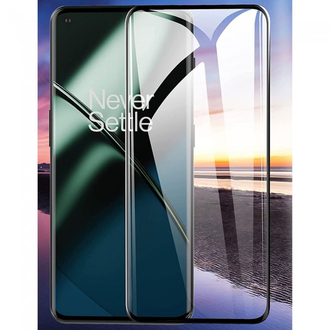2Pack for OnePlus 11 Screen Protector Tempered Glass 9H Anti-Scratch Shatterproof HD Curved Edge to Edge Full Coverage Film 6.7 inch Clear/Black