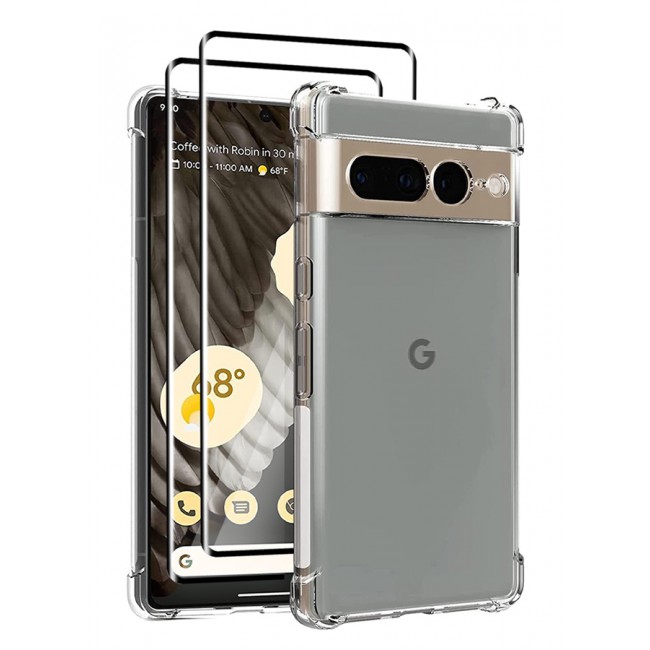 MARGOUN 3 Packs For Google Pixel 7 Pro TPU Case and 2 Screen Protectors Clear Anti-Yellowing Transparent Shockproof Protective Phone Case Scratch Resistant Reinforced Corners Cover