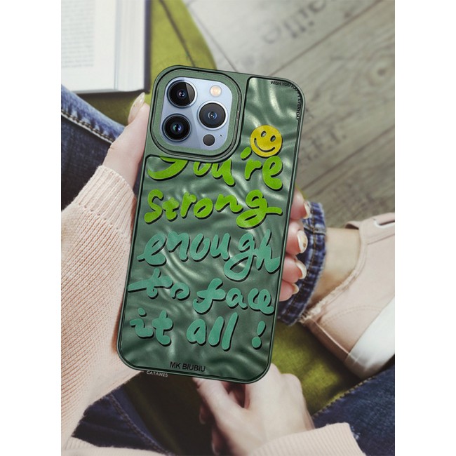 CATANES iPhone 13 Pro Max Case Cover Letter Phone Case Creative Soft Back New Design Shell Durable and Fashionable Case/You're Strong Enough to Face it all
