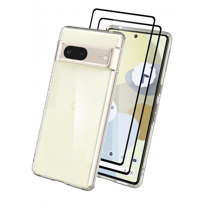 MARGOUN 3 Packs For Google Pixel 7 TPU Case and 2 Screen Protectors Clear Anti-Yellowing Transparent Shockproof Protective Phone Case Scratch Resistant Cover