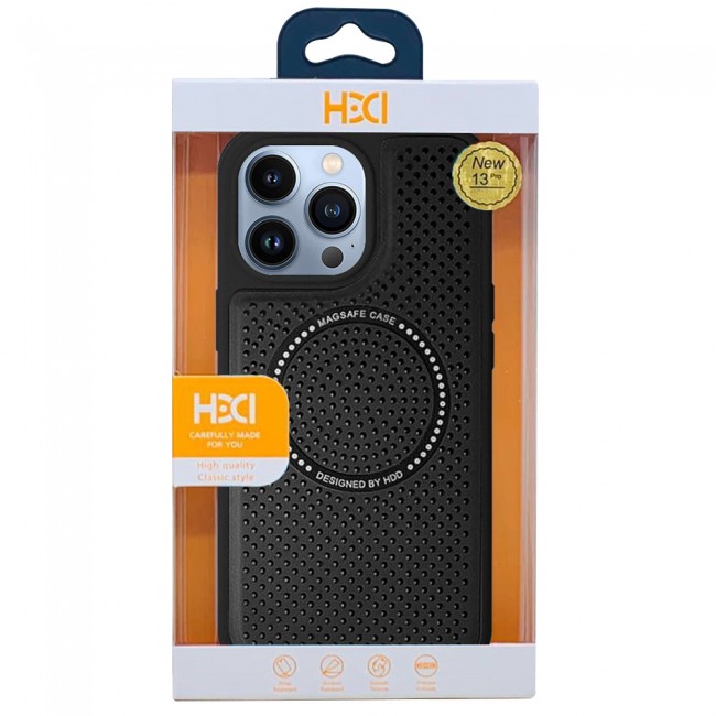 CATANES  For iPhone 13 Pro Leather Case MagSafe HDD Back Cover/ Black