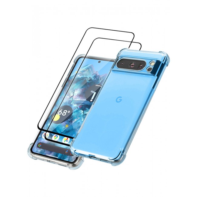MARGOUN 3 Packs For Google Pixel 8 Pro TPU Case and 2 Screen Protectors Clear Anti-Yellowing Transparent Shockproof Protective Phone Case Scratch Resistant Reinforced Corners Cover