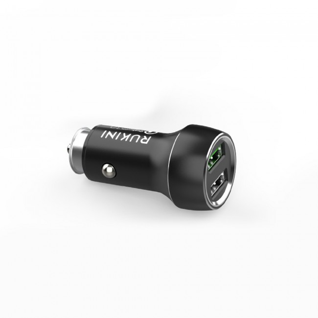 Rukini Car Charger Dual USB Fast Charge QC3.0 with 1m Micro USB Cable RC309 – Black