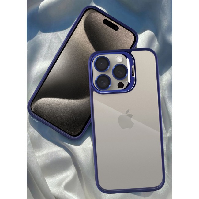 CATANES iPhone 15 Pro Case Cover and Lens Protector Built-in Camera Stand and Compatible with MagSafe Full Body Shockproof Case Clear Blue