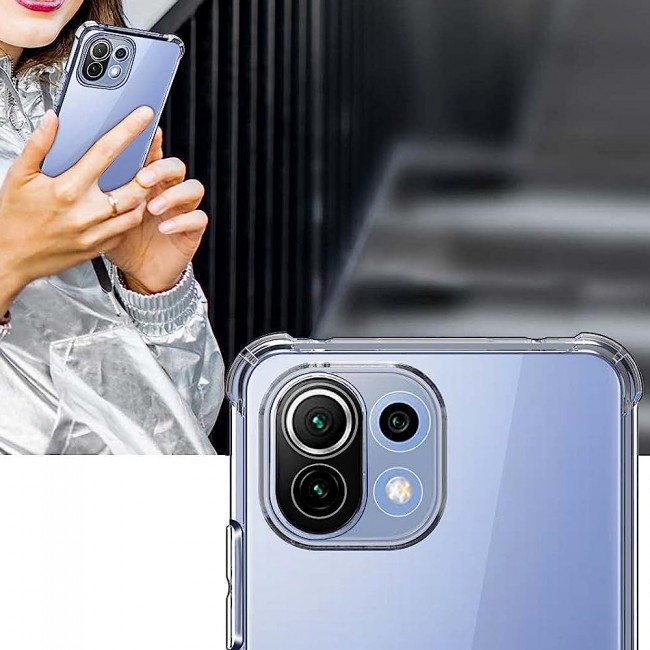 MARGOUN For Xiaomi Mi 11 Lite Case Cover Clear Protective TPU Four Corners Cover Transparent Soft Case