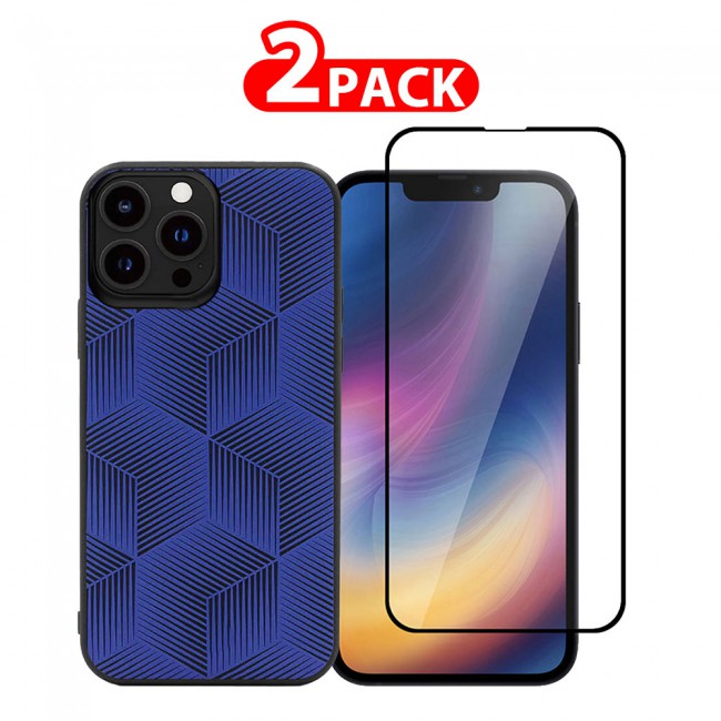 MARGOUN 2 Pack for iPhone 13 Pro Max Case Cover with Screen Protector Tempered Glass, Full Protection Back Case Splendid Collection - Dark Blue