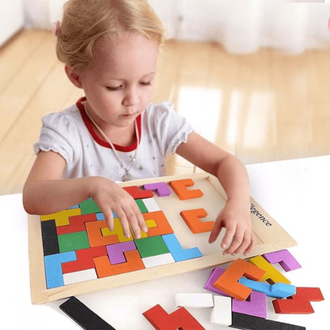 CATANES Wooden Jigsaw Puzzle 40 Pieces Tangram Jigsaw Teasers Educational Children’s Puzzle Game for Ages 3+