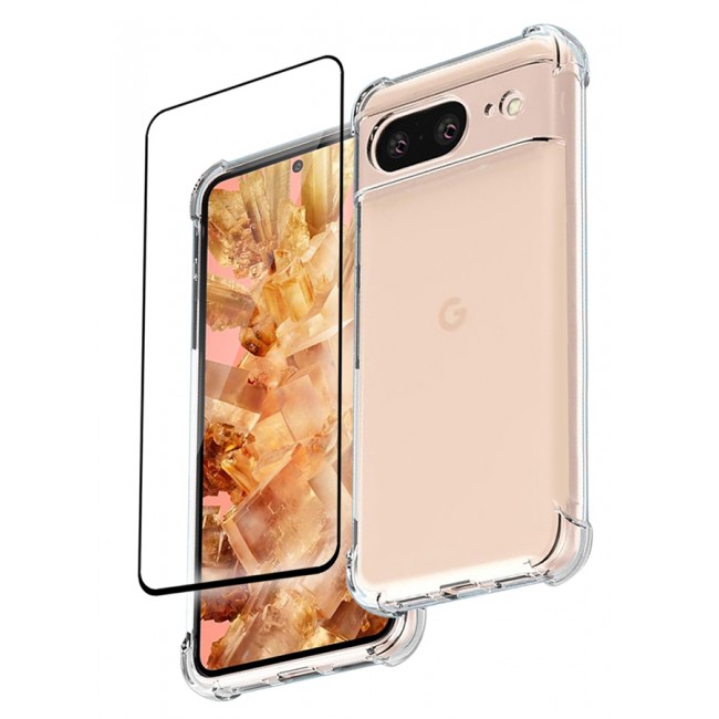MARGOUN 2 Packs For Google Pixel 8 TPU Case and Screen Protector Clear Anti-Yellowing Transparent Shockproof Protective Phone Case Scratch Resistant Reinforced Corners Cover