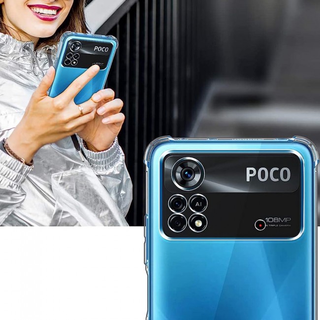 CATANES For Xiaomi Poco X4 Pro 5G Case Cover Clear Protective TPU Four Corners Cover Transparent Soft Case