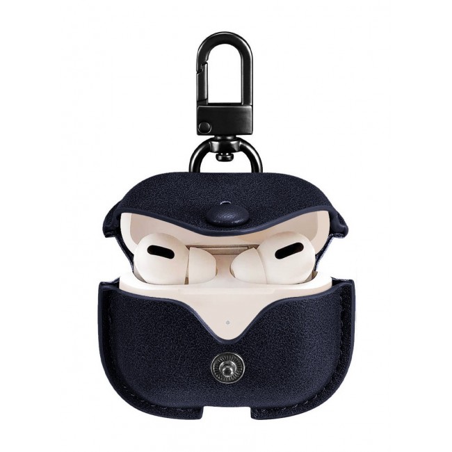 AirPods Pro 2 Case Leather Case Cover with Keychain Compatible with Apple AirPods Pro 2nd Generation 2022 Dark Blue