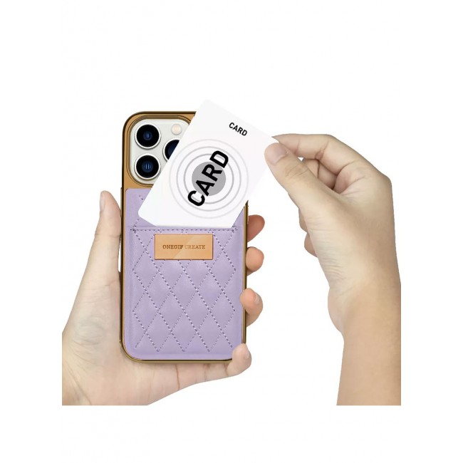 ONEGIF Design iPhone 14 Pro Case Premium Leather Case Cover with Card Slot Holder Purple