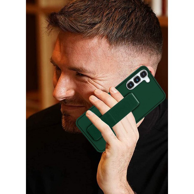Samsung Galaxy S23 Grip Case Magnetic Kickstand Cover with Foldable Hand Strap Green
