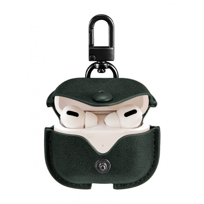 AirPods Pro 2 Case Leather Case Cover with Keychain Compatible with Apple AirPods Pro 2nd Generation 2022 Dark Green
