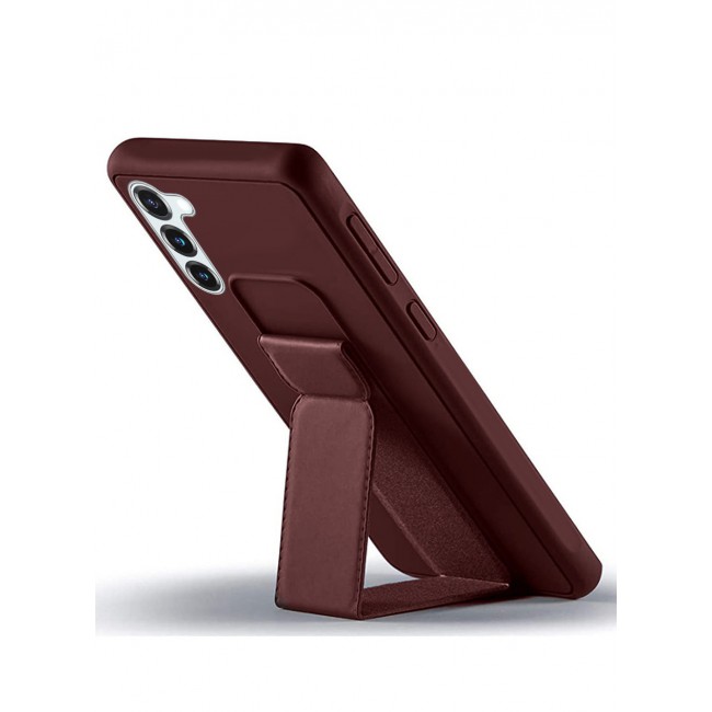Samsung Galaxy S23 Grip Case Magnetic Kickstand Cover with Foldable Hand Strap Maroon