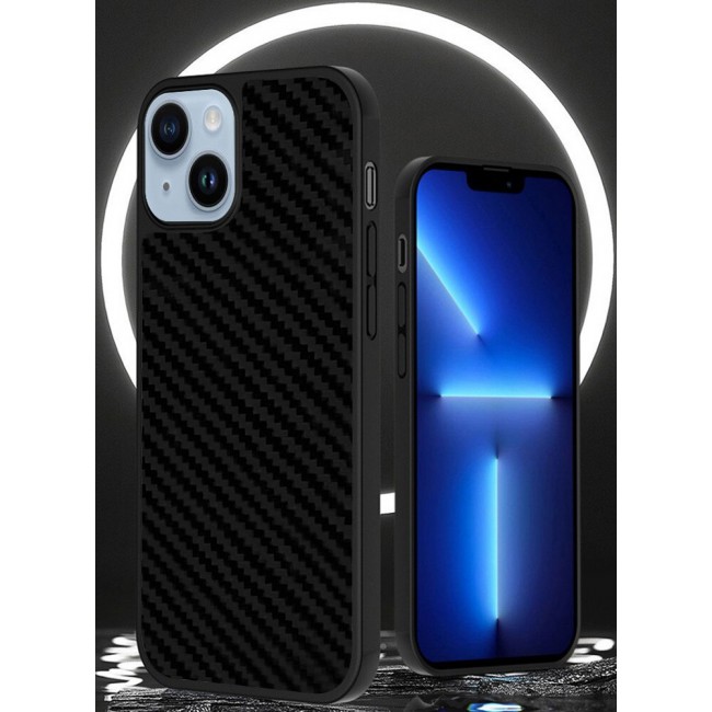 iPhone 14 Case Genuine Carbon Fiber Case Ultra Slim Shockproof Back Cover Black