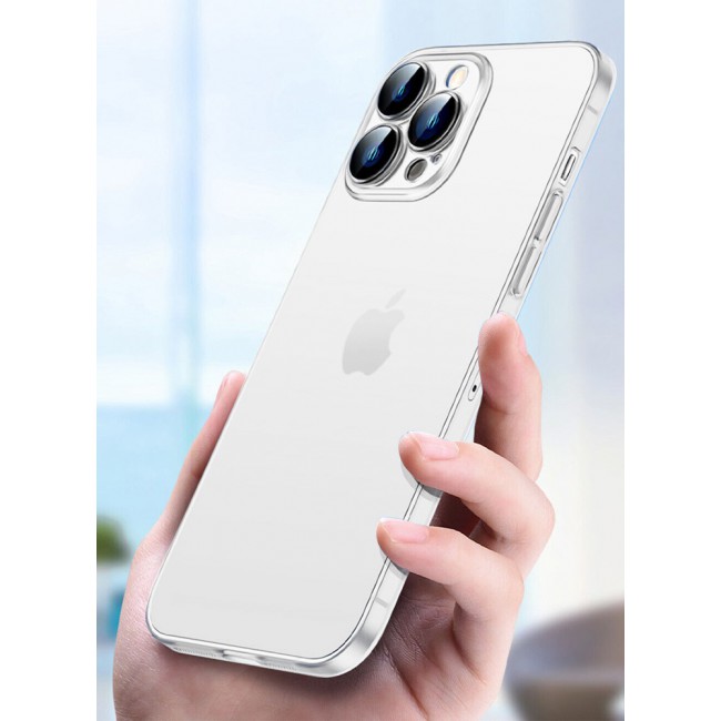 iPhone 14 Pro Case Slim Soft TPU Frosted Transluscent Full Body Protective Cover White
