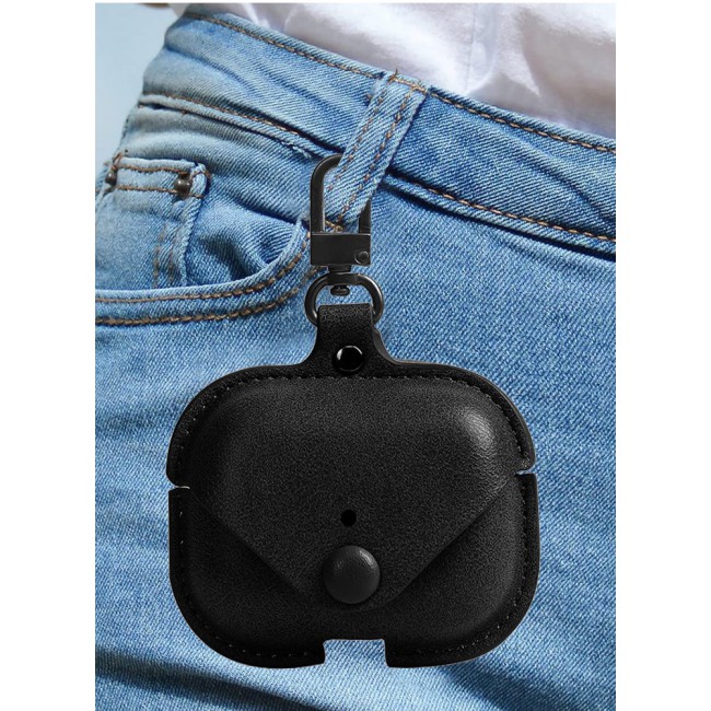 AirPods Pro 2 Case Leather Case Cover with Keychain Compatible with Apple AirPods Pro 2nd Generation 2022 Black