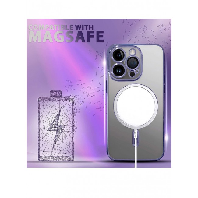 MARGOUN iPhone 15 Pro Phone Protective Case Fashionable Electroplated Magnetic Suction Full Covered Shockproof Phone Cover with Magnetic Rings Purple