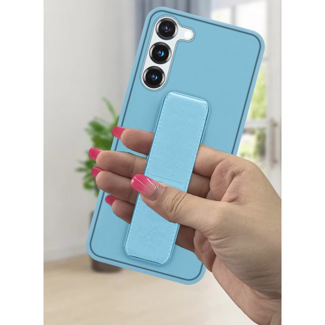 Samsung Galaxy S23 Grip Case Magnetic Kickstand Cover with Foldable Hand Strap Blue