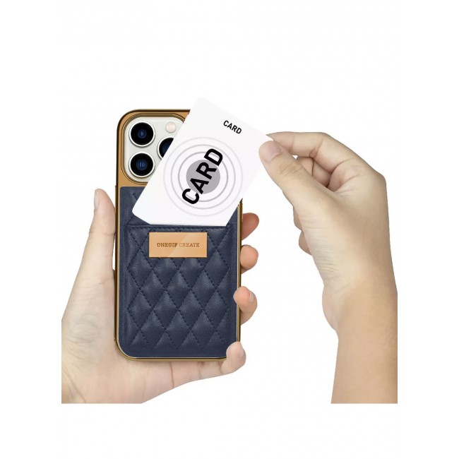 ONEGIF Design iPhone 14 Pro Case Premium Leather Case Cover with Card Slot Holder Dark Blue