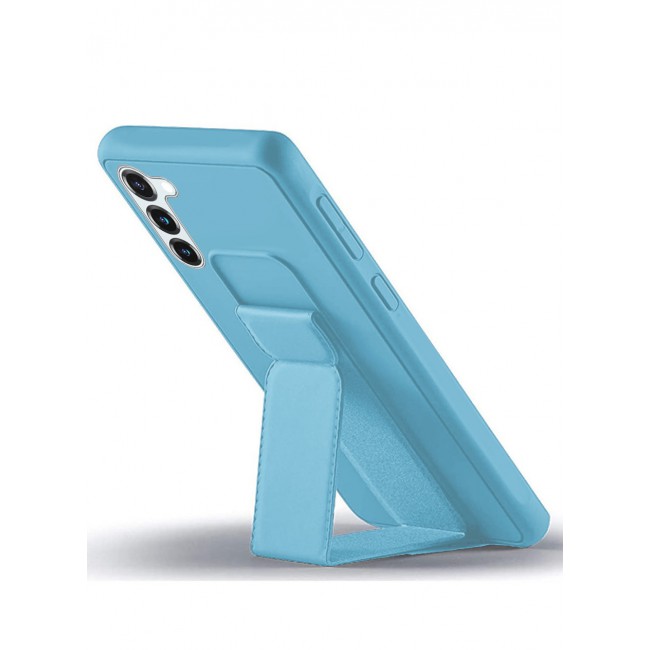 Samsung Galaxy S23 Grip Case Magnetic Kickstand Cover with Foldable Hand Strap Blue