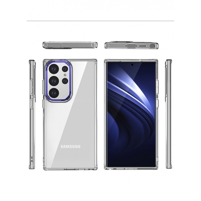Samsung Galaxy S23 Ultra Clear Case Shockproof Slim Anti-Yellow Hybid Hard PC+ TPU Cover Metal Camera Lens Frame