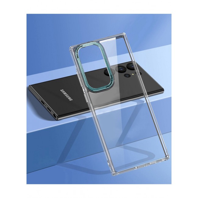 Samsung Galaxy S23 Ultra Clear Case Shockproof Slim Anti-Yellow Hybid Hard PC+ TPU Cover Metal Camera Lens Frame