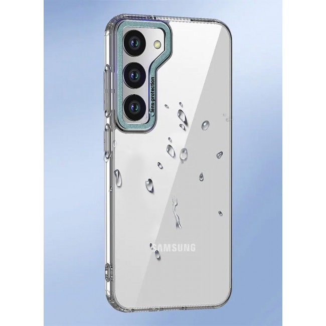 Samsung Galaxy S23 Clear Case Shockproof Slim Anti-Yellow Hybid Hard PC+ TPU Cover Metal Camera Lens Frame