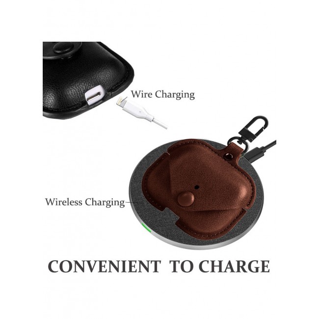 AirPods Pro 2 Case Leather Case Cover with Keychain Compatible with Apple AirPods Pro 2nd Generation 2022 Dark Brown