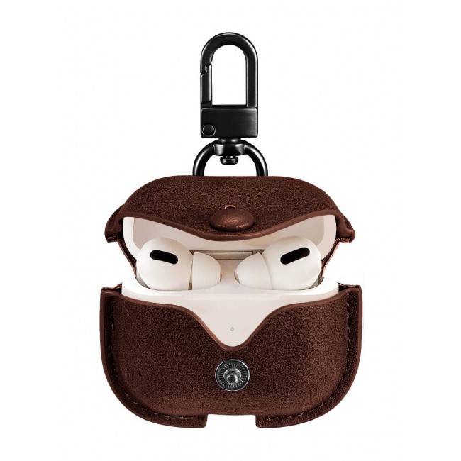 AirPods Pro 2 Case Leather Case Cover with Keychain Compatible with Apple AirPods Pro 2nd Generation 2022 Dark Brown