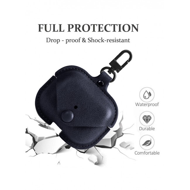 AirPods Pro 2 Case Leather Case Cover with Keychain Compatible with Apple AirPods Pro 2nd Generation 2022 Dark Blue