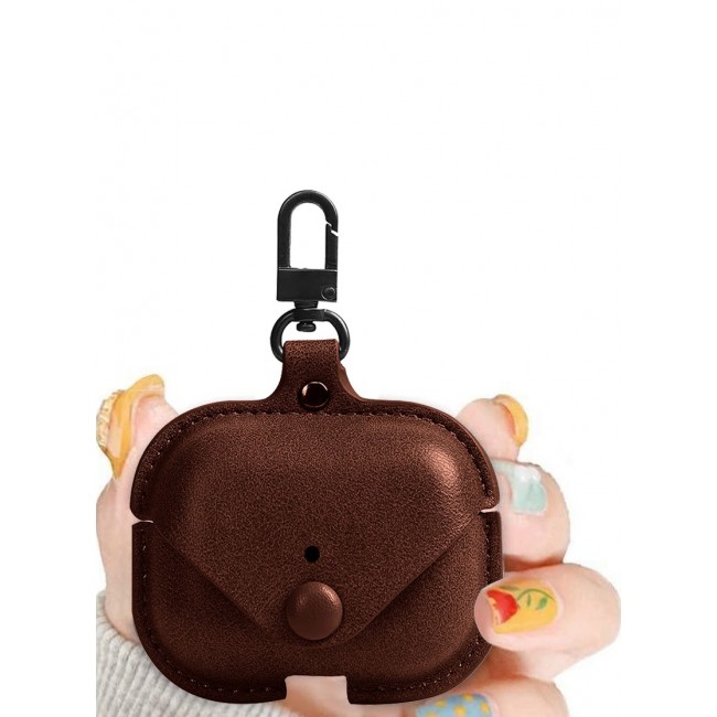 AirPods Pro 2 Case Leather Case Cover with Keychain Compatible with Apple AirPods Pro 2nd Generation 2022 Dark Brown