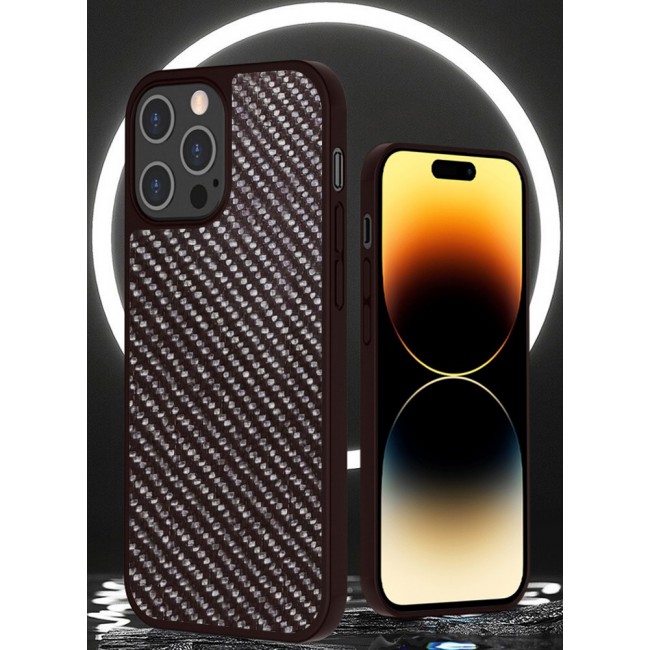 iPhone 14 Pro Max Case Genuine Carbon Fiber Case Ultra Slim Shockproof Back Cover Brown