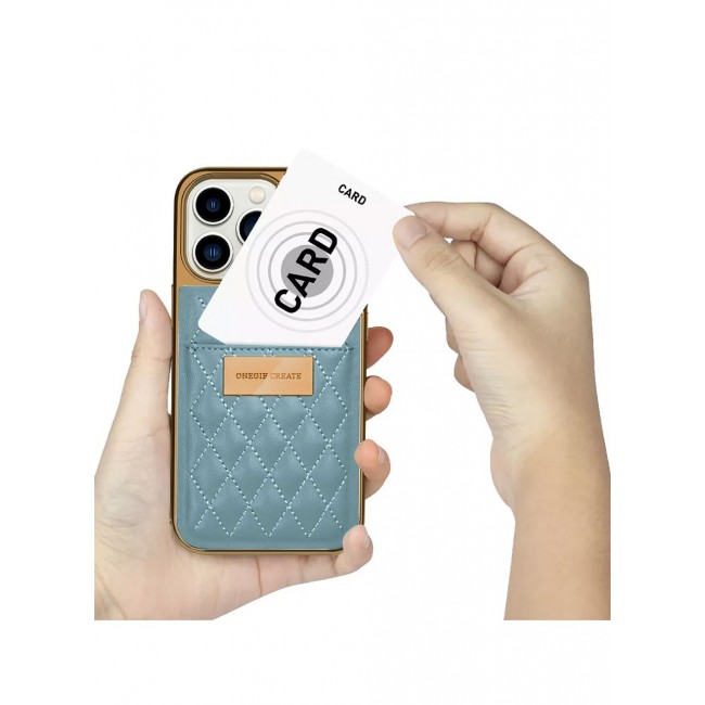 ONEGIF Design iPhone 14 Pro Case Premium Leather Case Cover with Card Slot Holder Blue