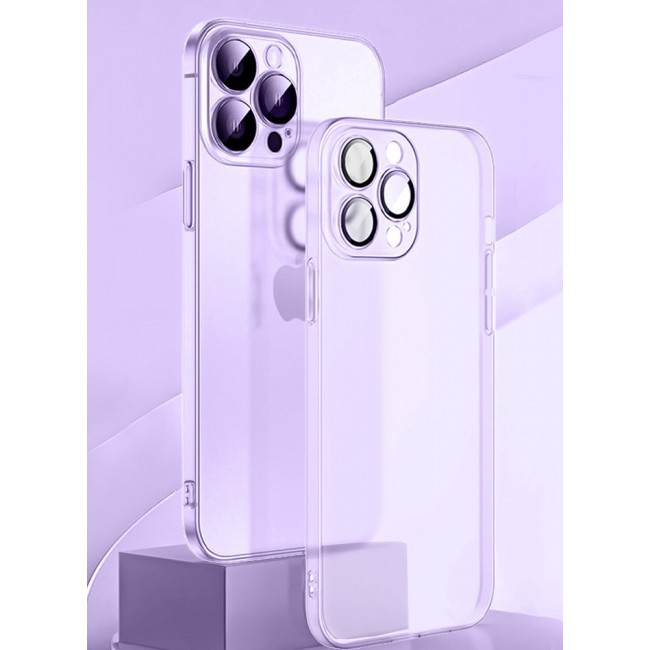 iPhone 14 Pro Case Slim Soft TPU Frosted Transluscent Full Body Protective Cover Purple