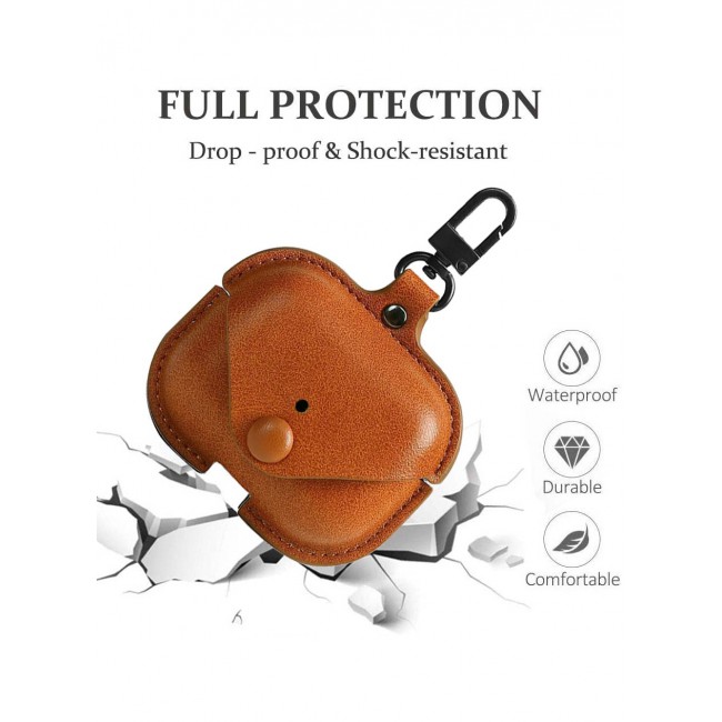 AirPods Pro 2 Case Leather Case Cover with Keychain Compatible with Apple AirPods Pro 2nd Generation 2022 Brown