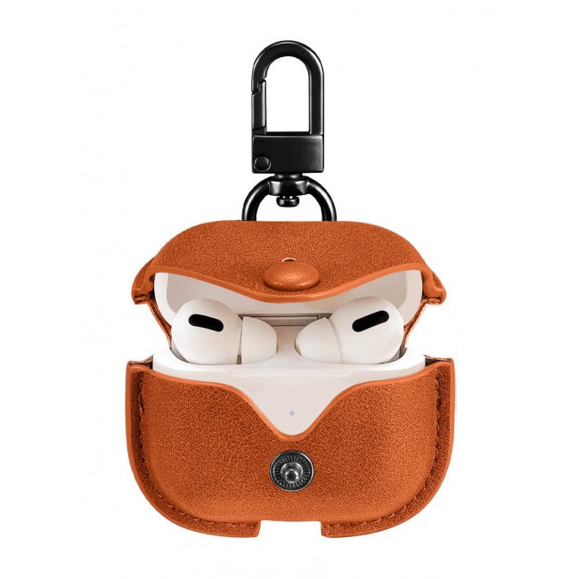 AirPods Pro 2 Case Leather Case Cover with Keychain Compatible with Apple AirPods Pro 2nd Generation 2022 Brown