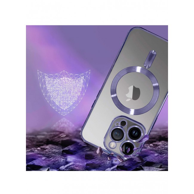 MARGOUN iPhone 15 Pro Phone Protective Case Fashionable Electroplated Magnetic Suction Full Covered Shockproof Phone Cover with Magnetic Rings Purple