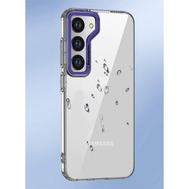 Samsung Galaxy S23 Clear Case Shockproof Slim Anti-Yellow Hybid Hard PC+ TPU Cover Metal Camera Lens Frame