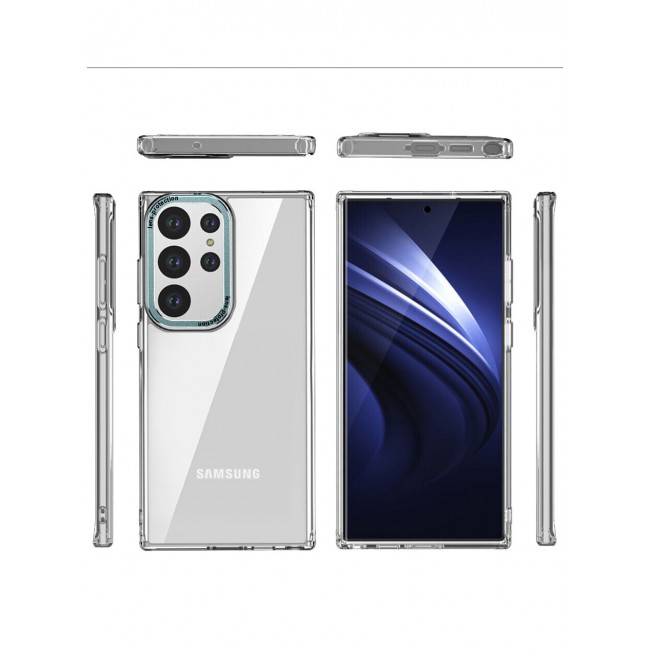 Samsung Galaxy S23 Ultra Clear Case Shockproof Slim Anti-Yellow Hybid Hard PC+ TPU Cover Metal Camera Lens Frame