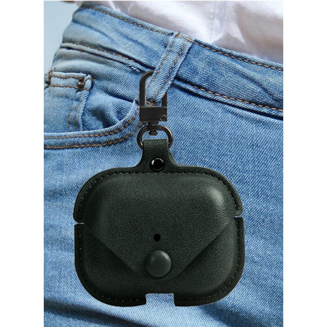AirPods Pro 2 Case Leather Case Cover with Keychain Compatible with Apple AirPods Pro 2nd Generation 2022 Dark Green