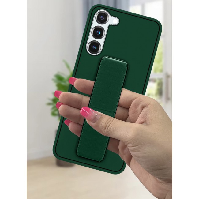 Samsung Galaxy S23 Grip Case Magnetic Kickstand Cover with Foldable Hand Strap Green