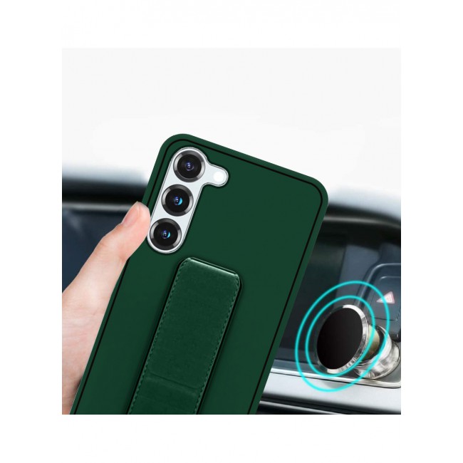 Samsung Galaxy S23 Grip Case Magnetic Kickstand Cover with Foldable Hand Strap Green
