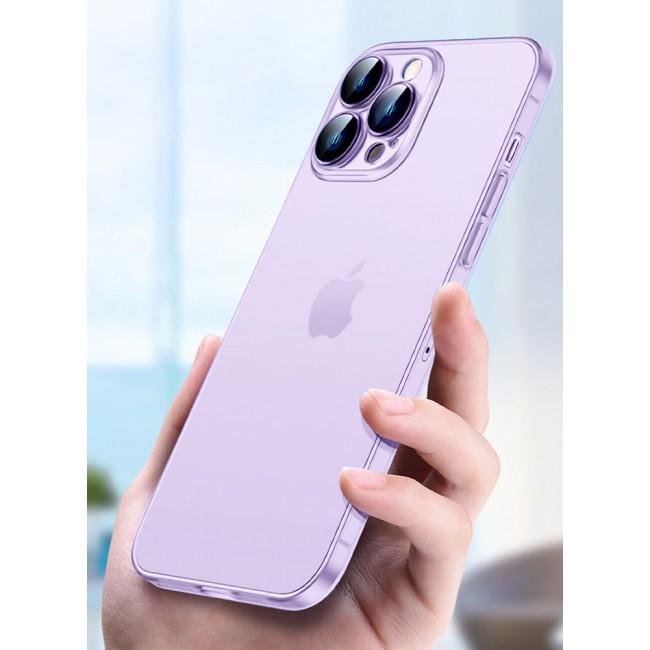 iPhone 14 Pro Case Slim Soft TPU Frosted Transluscent Full Body Protective Cover Purple